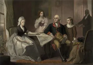 Images Dated 18th March 2009: George and Martha Washington sitting at a table with their grandchildren