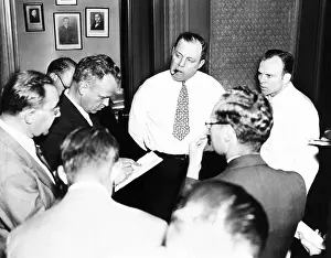 Newsmen Prints: George Meany, discusses the WPA Strike with newsmen