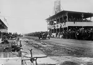 Automobiles Prints: George Robertson's car on the race track during of the 1908 Vanderbilt Cup Race