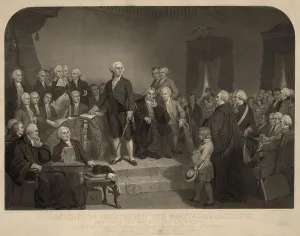 Formal Dress Prints: George Washington delivering his inaugural address to Congress