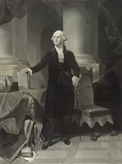 Facing Left Prints: George Washington, mezzotint engraving after American historical painter