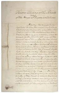 Inauguration Prints: George Washington's inaugural address page 1 of 2
