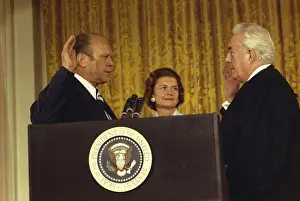 Presidents Wives Prints: Gerald R. Ford is sworn in as the 38th President of the United States after the resignation of Richard Nixon on August
