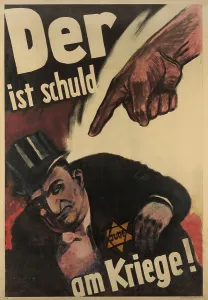 Repression Prints: German Anti-Semitic poster. Der ist Schuld am Kriege! translates to The Debt Is At War