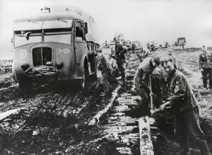 Candid Group Portrait Prints: German army fights the autumn mud to supply the army in Stalingrad in Oct