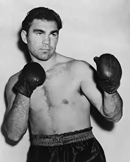 Bare Chested Prints: German boxer Max Schmeling in a boxing pose in 1938