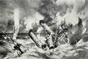 Images Dated 20th March 2013: German cruiser sinking during the Battle of Jutland