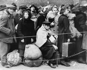 Bundles Prints: German displaced persons wait in Berlin's Anhalter Station in 1945