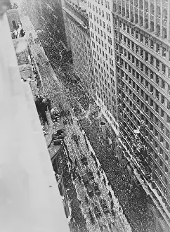 Financial District Prints: German flyers of the Bremen, receive a tickertape parade up Broadway in New York City