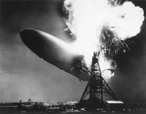 Lcgr1511 Prints: The German passenger airship Hindenburg seconds after catching fire