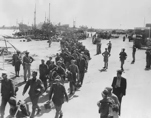 Mediterranean Sea Prints: German prisoners, were captured on seacoast town in Italy