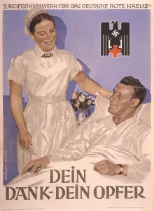 Lcgr1406 Prints: German Red Cross poster showing a male patient being cared for by a nurse