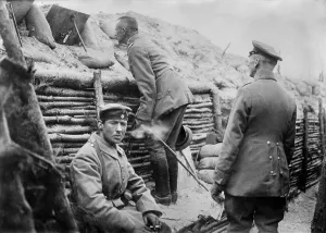 Lcgr1304 Prints: German soldiers observing No Man's Land from their trench