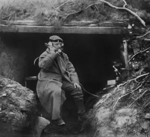 Electronics Prints: German trench telephone station during World War 1, 1914-1915