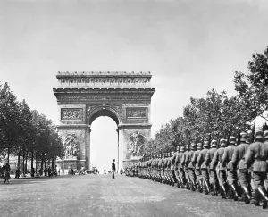 Paris Prints: German troops marching near Arc of Triumph