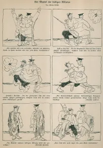 Propaganda Prints: German WW1 cartoon ridiculing the The Coat of the Holy Alliance. 1915
