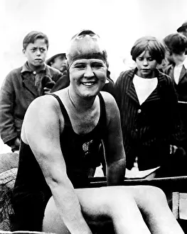 Gertrude Prints: GERTRUDE EDERLE, after breaking the record for first woman to swim the English Channel
