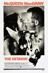 THE GETAWAY, top l-r: Ali MacGraw, Steve McQueen, center l-r: Steve McQueen, Ali MacGraw, bottom l-r: Ali MacGraw, Steve McQueen on US poster art, 1972