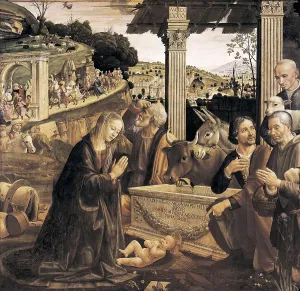 GHIRLANDAIO, Domenico di Tommaso Bigordi, called (1449-1494). Adoration of the Shepherds. 1482-1485. ITALY. Florence. Chiesa di Santa Trinita (Church of Santa Trinita)