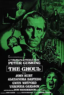 Secret Prints: THE GHOUL, poster, Peter Cushing (center), Alexandra Bastedo (bottom right), 1975