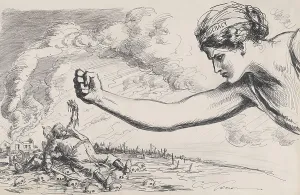 Militarism Prints: Giant Gibson Girl as the symbol of Democracy