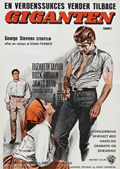 Posbyb Prints: GIANT, from left: Rock Hudson, Elizabath Taylor, James Dean, 1956