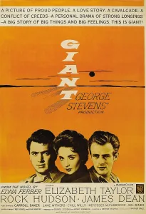 GIANT, from left: Rock Hudson, Elizabeth Taylor, James Dean, 1956