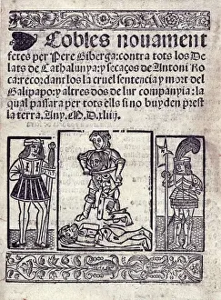 Woodcut Prints: GIBERGA, Pere (16th century). 'Cobles novament fetes contra tots los delats de Cathalunya' (1544)