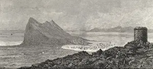 Englishmen Prints: Gibraltar. The Rock of Gibraltarfrom the coast (1891)