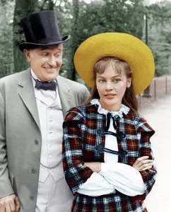 Plaid Skirt Prints: GIGI, from left: Maurice Chevalier, Leslie Caron, 1958
