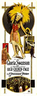 Cage Prints: HER GILDED CAGE, center in feathered headdress: Gloria Swanson, 1922