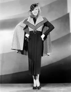 Cape Prints: Ginger Rogers in outfit designed by Bernard Newman, 1935