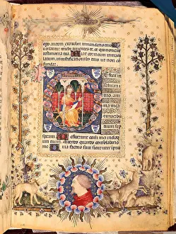 Illuminated Prints: Giovannino de Grassi, Psalm 118 with portrait of Gian Galeazzo Visconti and Crowned Figure on Faldstool