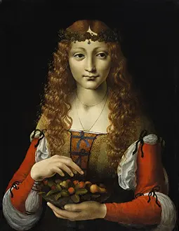 Long Prints: GIRL WITH CHERRIES, by Ambrogio de Predis