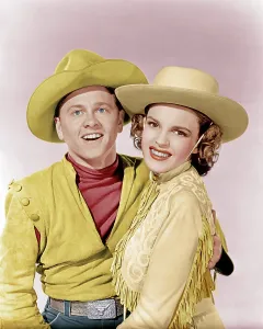 Fringed Jacket Prints: GIRL CRAZY, from left: Mickey Rooney, Judy Garland, 1943