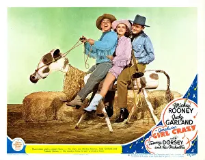 Tommy Prints: GIRL CRAZY, US lobbycard, from left: Mickey Rooney, Judy Garland, Tommy Dorsey, 1943