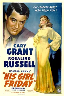 Rosalind Prints: HIS GIRL FRIDAY, Cary Grant, Rosalind Russell, 1940