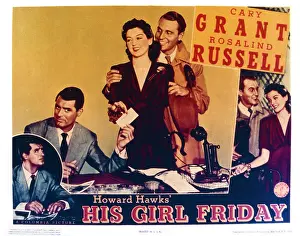 Bellamy Prints: HIS GIRL FRIDAY, Cary Grant, Rosalind Russell, Ralph Bellamy, 1940