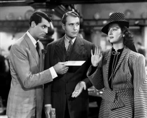 Bellamy Prints: HIS GIRL FRIDAY, from left: Cary Grant, Ralph Bellamy, Rosalind Russell, 1940