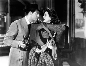 On The Phone Prints: HIS GIRL FRIDAY, from left: Cary Grant, Rosalind Russell, 1940
