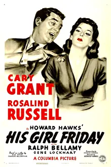 Rosalind Prints: HIS GIRL FRIDAY, (poster art), Cary Grant, Rosalind Russell, 1940