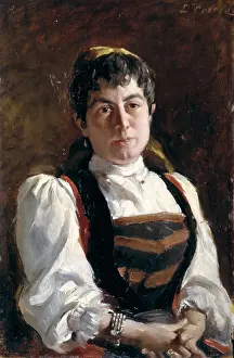 Girl from Gressoney (Fanciulla gressonese), by Demetrio Cosola, 1870 - 1895, 19th Century, oil on canvas - Private collection. Whole art work view