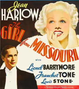 Franchot Prints: GIRL FROM MISSOURI, from left: Franchot Tone, Jean Harlow on window card, 1934