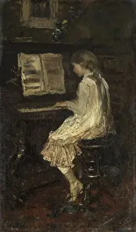Stool Prints: Girl at the Piano, by Jacob Maris, c