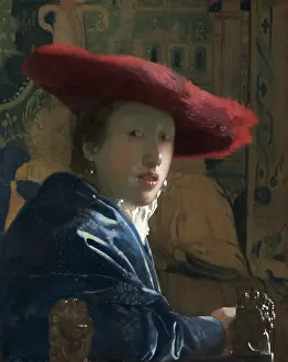 Girl with the Red Hat, by Johannes Vermeer, c. 1665-66, Dutch painting, oil on canvas