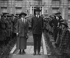 Saluting Prints: Girl Scouts salute President Calvin Coolidge and Grace Coolidge at the Girl Scout Little House