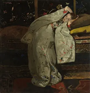 Bstp1602 Prints: Girl in a White Kimono, by George Hendrik Breitner, 1894, Dutch painting, oil on canvas