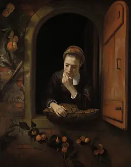 1650s Prints: Girl at a Window, by Nicolaes Maes