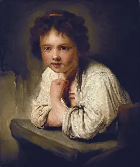 Simplicity Prints: Girl at a window. Rococo. Oil on canvas