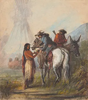 Mule Prints: GIVING A DRINK TO A THIRSTY TRAPPER, ca